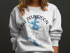 White sweatshirt with "Lake Disharoon Georgia" text and blue lake map graphic.