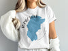 White t-shirt with blue Topaz Lake graphic and "California" text.
