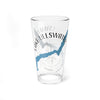 Glass with a map of Ullswater England and compass rose design.