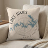 Lake James North Carolina map on a textured throw pillow with compass rose.