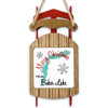Wooden sled ornament with "Merry Christmas from Baker Lake" text and teal state outline.