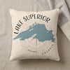 Pillow with Lake Superior map graphic and text "Lake Superior Ontario".