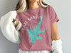 Rose t-shirt with a turquoise Lake Murray map and compass graphic.