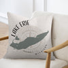 Pillow with Lake Erie silhouette and compass design, text Lake Erie Michigan.