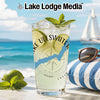 Glass with lime and mint, featuring "Lake Ullswater" and compass graphic.