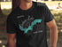 Black t-shirt with turquoise Ashokan Lake map and compass graphic, "New York" text.