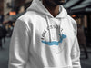 White hoodie with "Lake Crescent Washington" text and compass rose graphic.
