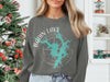Gray sweatshirt with Badin Lake map and compass design, North Carolina.