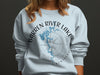 Light blue sweatshirt with Barren River Lake Kentucky map and compass design.
