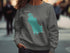 Crewneck sweatshirt with a teal map outline of Coupeville, Washington.