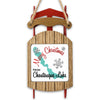 Sled ornament with teal Chautauqua Lake map, "Merry Christmas From Chautauqua Lake".