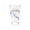 Clear glass pint glass with "Lake Greenwood" text, compass, and lake map design.
