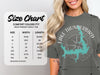 Comfort Colors 1717 heavyweight adult tee size chart with width and length in inches.