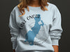 Light blue sweatshirt printed with Lake Onota silhouette and compass rose.