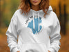 White hoodie with "Lake Moultrie South Carolina" design and compass rose.