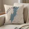 Trout Lake New York map cushion with compass design.
