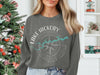 Sweatshirt with Lake Hickory North Carolina compass design and lake outline.