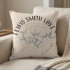 Pillow with Lewis Smith Lake map and compass design, Alabama.