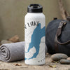 White water bottle with blue lake graphic and text "LAKE WASH".
