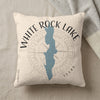 White Rock Lake Texas map on cream pillow with compass rose design.
