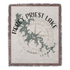 Percy Priest Lake Tennessee map and compass design on woven throw blanket.