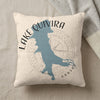 Decorative pillow with Lake Quivira Kansas map and compass design.