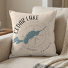 Pillow with Cedar Lake map, compass rose, and "ONTARIO" text.