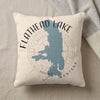 Cream pillow with Flathead Lake map graphic and "MONTANA" text.