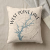 Pillow with West Point Lake Georgia map and compass design