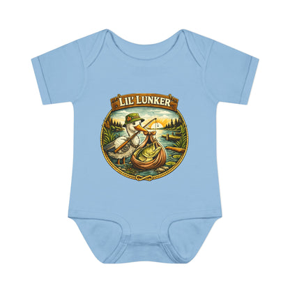 Baby Bass Fishing Lil Lunker Baby Shower BodySuit Jumper Infant Bodysuit | Baby Boy Girl Stork Delivery New Baby Gift
