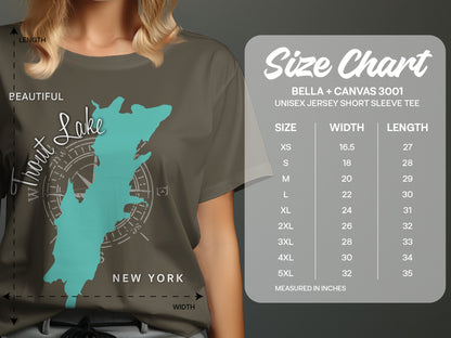 T-shirt size chart for Bella + Canvas 3001 Unisex Jersey Short Sleeve Tee.