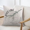 Pillow with Hyco Lake map, compass, and "North Carolina" text.