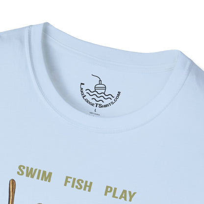 Lake Life T-Shirt | Boat Oars Life Preserver Anchor Letters Rustic Design | Fishing Water Skiing Gift Tee