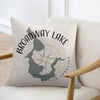 Pillow with "Broadway Lake South Carolina" text and map graphic.