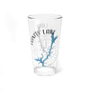 Clear glass tumbler with Trinity Lake California map and compass design.