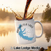 Arkabutla Lake Mississippi map and compass design on a white mug.