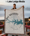 Lake Murray South Carolina map throw blanket with compass and fringe.