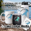 Mug, insulated tumbler, and water bottle with Benbrook Lake map and compass design.