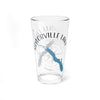 Clear glass pint glass with "SAYLORVILLE LAKE" text and Iowa map graphic.