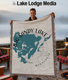Woven blanket with Big Sandy Lake map and "Minnesota" text.