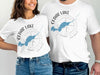 White t-shirts with Cedar Lake Ontario map and compass design.