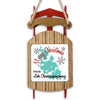 Sled ornament with teal lake map, "Merry Christmas From Lake Chaubunagungamaug" text.