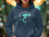 Navy blue hoodie with Silverwood Lake California graphic on chest.