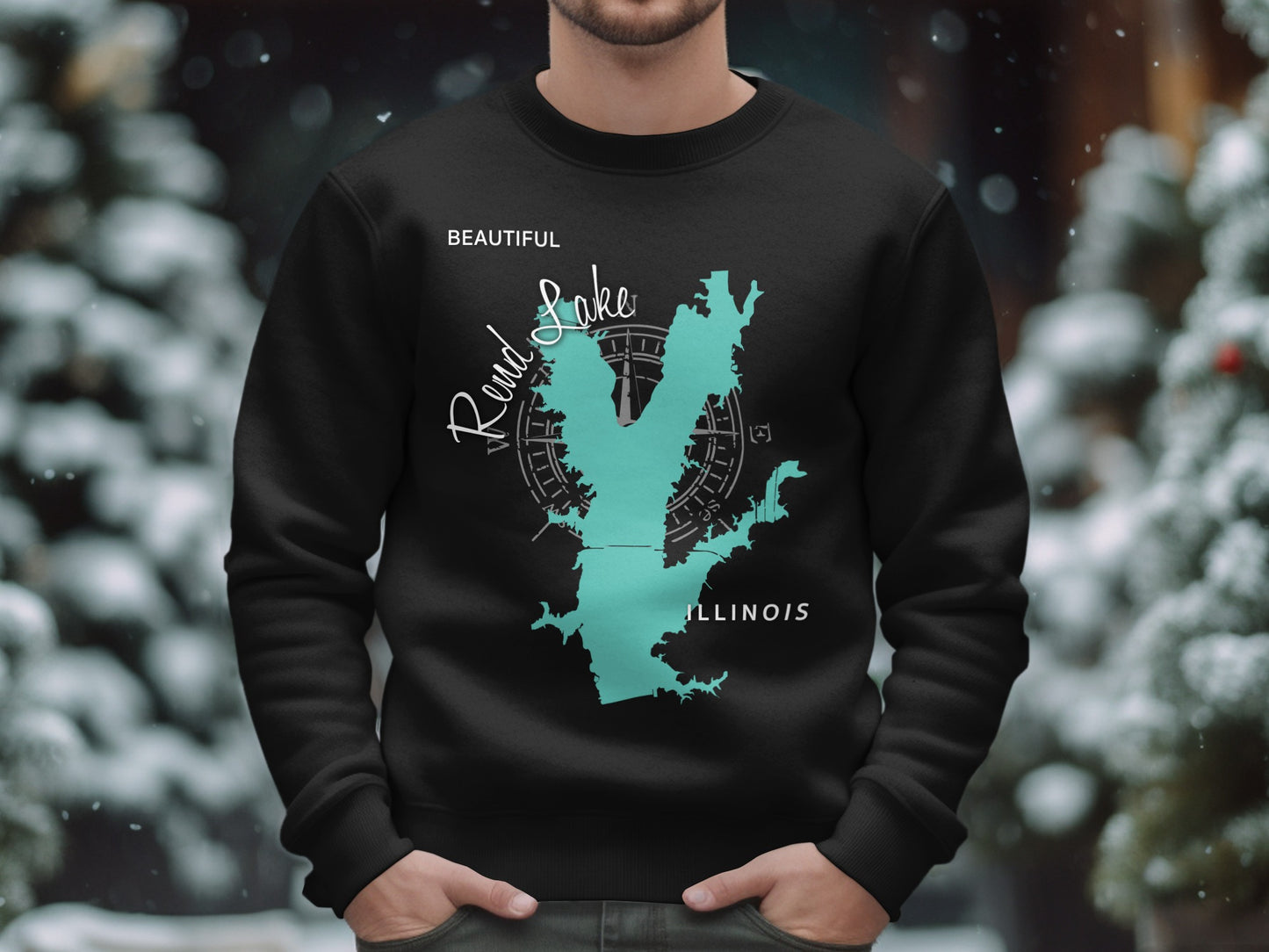Beautiful Rend Lake Illinois Map Design T-Shirt or Sweatshirt