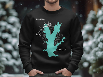 Beautiful Rend Lake Illinois Map Design T-Shirt or Sweatshirt