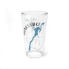 Glass with Banks Lake map and compass graphic and "Washington" text.