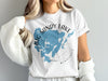 White t-shirt with blue "BIG SANDY LAKE" map outline and "MINNESOTA" text.