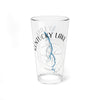 Clear glass pint with Kentucky Lake map and compass graphic.
