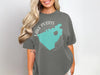 Gray t-shirt with Lake Perris California map and compass graphic.