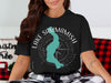 Black t-shirt with Lake Sammamish shape and compass, Washington text.